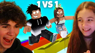 Sister VS Brother OBBY RACE for 10,000 ROBUX! (Part 2) Roblox