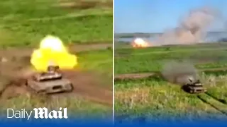 Two Ukraine tanks charge into action and blast Russian positions near Bakhmut