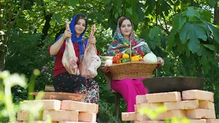 Rural Cooking of Lamb Dolme And Traditional Bread On Sadj ♤ Village Vlog