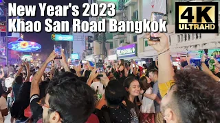 New Year's 2023 Khao San Road, Bangkok Thailand - Crowded countdown celebration