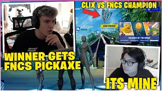 CLIX Gets JEALOUS After KHANADA FLEXES FNCS Pickaxe & CHALLENGES Him & PETERBOT To 2v2 Wager!