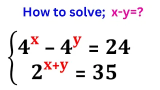 Nice Exponential Equation Math Simplification | Math Olympiad Exponential Question | Find X-Y ?