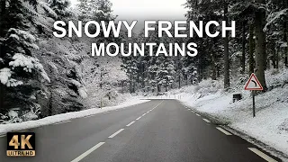 Amazing Scenery 4K 🇫🇷 Driving Through Northern France's Snowy Mountains