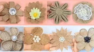 10 Easy burlap flowers tutorial | Jute craft flower