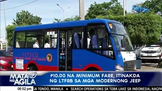 10php na minimum fare, itinakda ng LTFRB sa mga modernong jeep