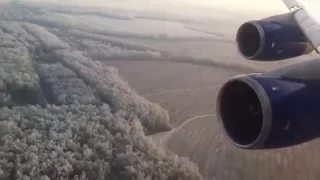 ✈ Landing 747 winter Moscow Посадка Boeing 747-400 TRANSAERO VP-BKJ PUJ – DME, аэропорт Домодедово.