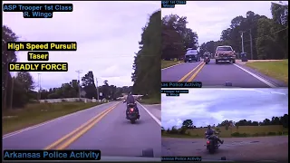 High Speed Pursuit Evolves into Arkansas State Trooper Fighting for his Weapon and Life!