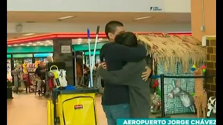 Familias protagonizan emotivos encuentros y despedidas en el aeropuerto Jorge Chávez