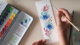 Simple Watercolor flower painting-11/Floral/Bookmarks/Watercolor painting for beginners