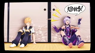 [MMD Talkloid] Len and V4Flower get into a fight