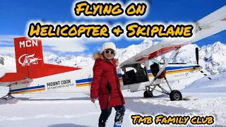 Taking a Helicopter & Skiplane with snow landing to glacier Mt.cook