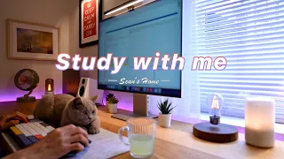 4-Hour Study with Me & the Sleepy Cat | Pomodoro Timer, Lofi Relaxing Music | Day 67