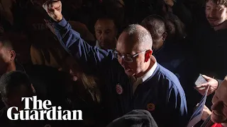 UAW union leader Shawn Fain, and Bernie Sanders speak at a rally in support of strikes – watch live