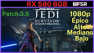 RX 580 8GB  en Star Wars Jedi: Survivor - 1080p - Épico, Alto, Mediano, Bajo, FSR y más.