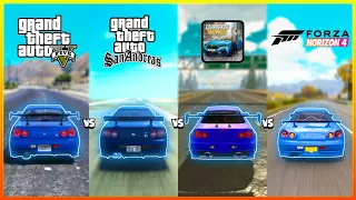 SKYLINE R-34 TOP SPEED : GTA 5 VS GTA SAN ANDREAS VS FORZA HORIZON 4 VS CAR PARKING MULTIPLAYER I #2