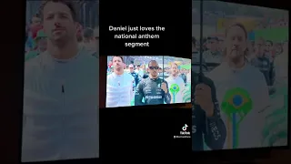 Daniel Ricciardo jamming out during the national anthem #lewishamilton #formula1 #danielricciardo