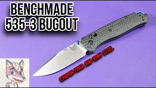 Benchmade 535-3 Bugout With Carbon Fiber and S90V Steel - Folding Knife Review