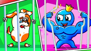 RAINBOW FRIENDS: But BLUE with HooDoo Locked in PRISON Challenge | Cartoon Animation