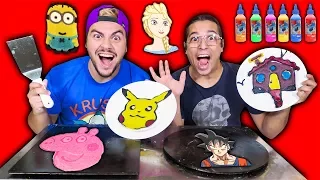 FAZENDO DESENHOS COM PANQUECA !! (POKÉMON, CASA E CARRO)