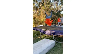 DON'T TRY THESE FLIPS AT HOME! FRONT FLIP OFF TRAMPOLINE!! #shorts