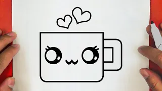 HOW TO DRAW A CUTE CUP MILK COFFEE, STEP BY STEP, DRAW Cute things