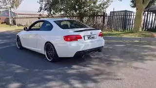 BMW E92 335i N55 Catless Downpipe exhaust sound (spits flames) | Start up revs and flybys