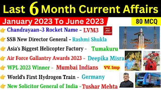 Last 6 Month Current Affairs 2023 | Most Important Questions | Last Six Month Current Affairs 2023