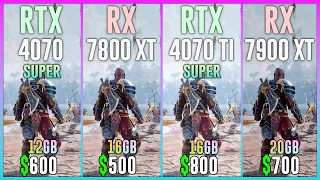 RTX 4070 SUPER vs RX 7800 XT vs RTX 4070 TI SUPER vs RX 7900 XT - Test in 20 Games
