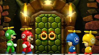 New Super Mario Bros U Deluxe – 4 Players All Castle, Tower Walkthrough Co Op