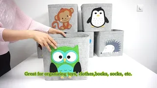 Cute Foldable Felt Laundry,Nursery Hamper Laundry Basket,Storage Baskets for Kids Boys and Girls