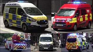 A collection of different emergency vehicles responding to calls in London