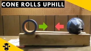 Cone rolls uphill? ( Center of gravity demonstration )
