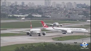 Show de pousos/decolagens no Aeroporto Internacioanal de Guarulhos São Paulo  Movimento Espetacular