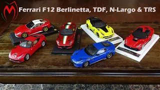 All Ferrari F12 models made. Berlinetta, TDF, N-largo & TRS. Full F12 Collection Video. 1/18 scale