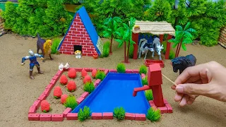 DIY Farm Diorama with Mini House for Animals | Mini Water Pump | Mini Pool for Animals