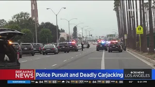 Pursuit with carjacking suspect ends in crash in Inglewood