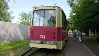 Красноярский трамвай! 71-605 (КТМ-5М3) б/н 244 маршрут 7 до конечной (21.08.2023)