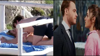 Hande Ercel and Kerem Bürsin kissed while sunbathing on the beach!