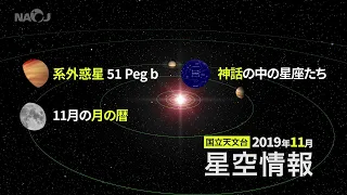 11月の星空情報・天文現象（系外惑星 51 Peg b／神話の中の星座たち／11月の月の暦）