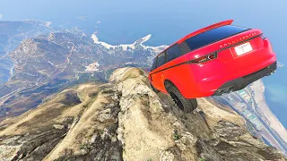 GTA 5 Cliff Drops Crashes With Real Cars Mod #44