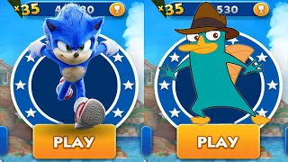 Sonic Dash vs Phineas and Ferb Run - Movie Sonic vs All Bosses Zazz Eggman - All Characters Unlocked