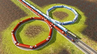 Trains vs Double Rotating Railroad Tracks #3🚦Trainz Simulator 2019🚂Trainz Railfans IN