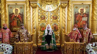 Патриаршая проповедь в Неделю жен мироносиц  в Георгиевском соборе в Одинцове Московской области .
