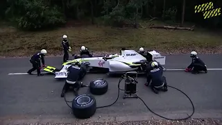 A bear attacks Brawn GP while they make a pitstop...