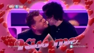 Harry Styles and James Corden kiss in slow motion ( 'A League Of Their Own').