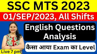 SSC MTS 2023 01/sep/2023 exam analysis all shifts | English questions analysis | paper level