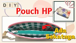 Tutorial Membuat Zipper Pouch dengan Sekat | DIY Pouch HP | Menjahit dompet HP Handmade