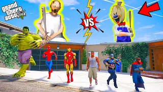 Franklin and Avengers Fight with  Ice Scream and Granny To Save GTA 5 | GTA 5 AVENGERS