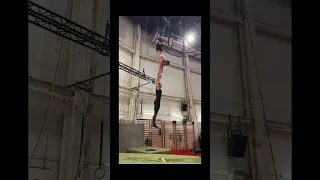 Chandelier Warmup 🥷 wait for it! 🐈‍⬛  #circus #acrobat #flip #performer #shorts