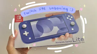 unboxing my blue nintendo switch lite & accessories :)